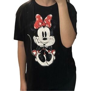 Disney Minnie Mouse Short Sleeve Graphic T-Shirt - Black Size Large